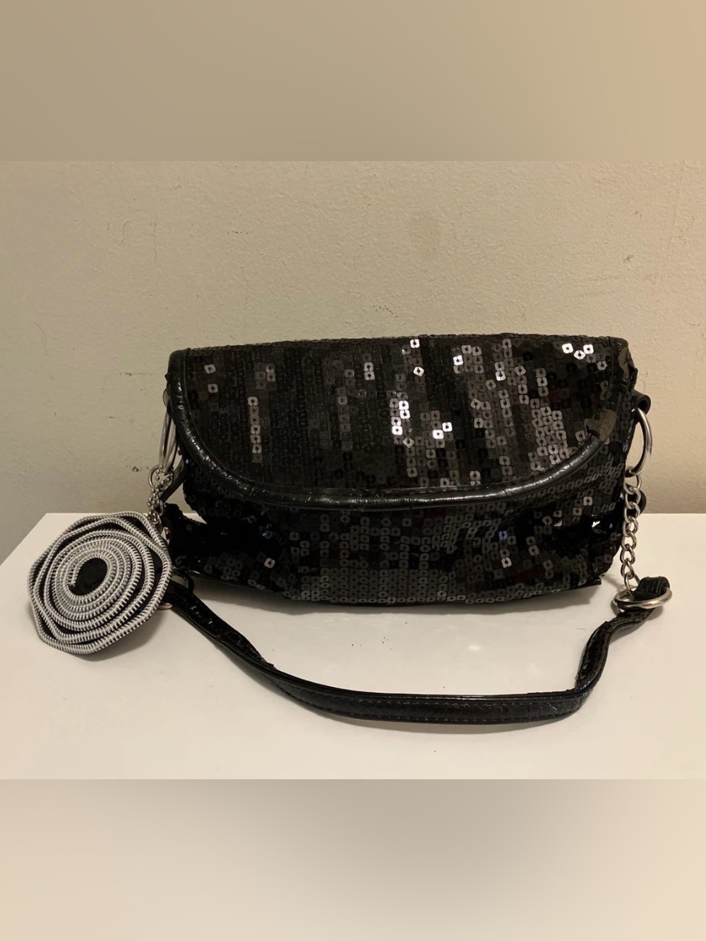 Black Sequin Crossbody Clutch - Women Bags